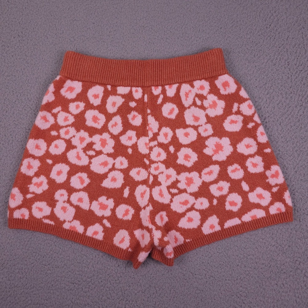 UGG Knit Shorts Womens XS Orange Pink Leopard Shaina Pull On - Picture 3 of 12